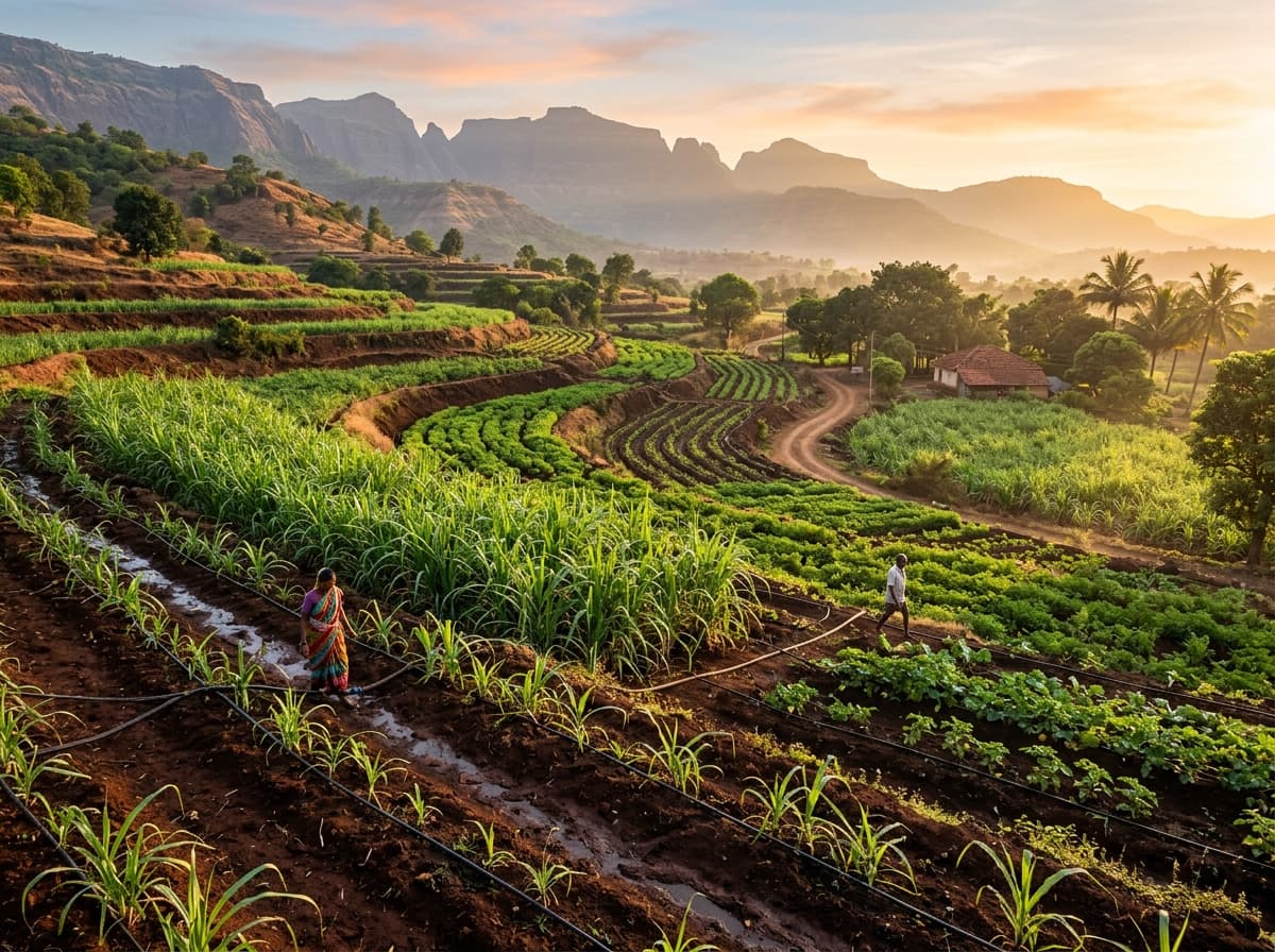 Lush Indian organic farmland in Maharashtra