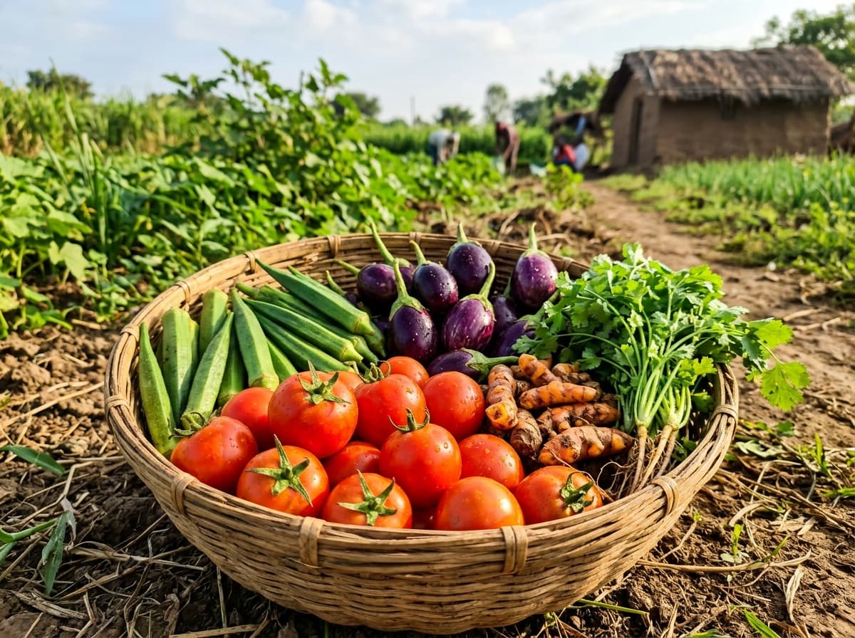 Traditional Indian organic harvest basket